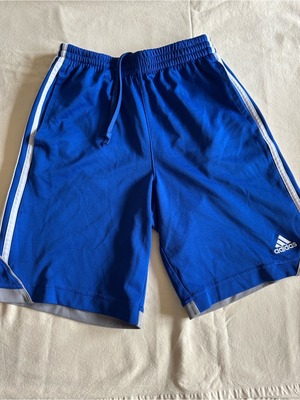 Adidas Boys Blue Athletic Shorts, Size L